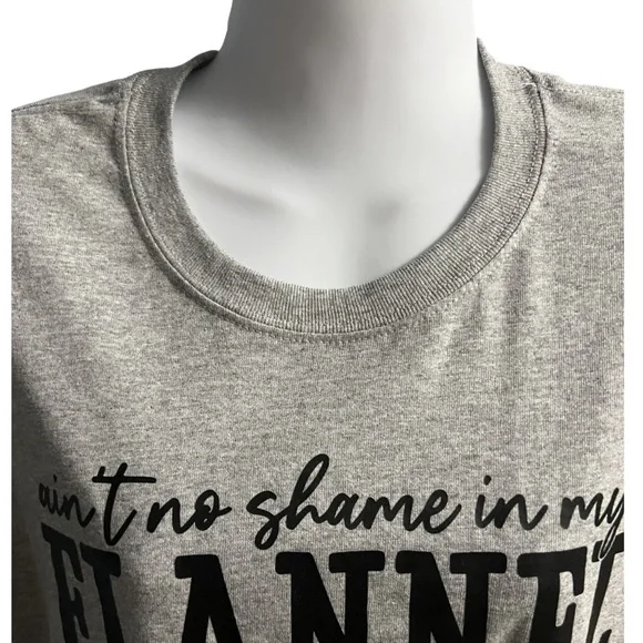 Light Gray Short Sleeve T-shirt Ain't No Shame in My Flannel & Boot Ga… - Picture 3 of 4